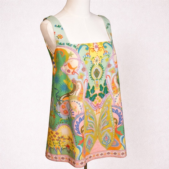 Antonio Melani NWT Eliana Printed Linen Square Neck Sleeveless Dress | Size M - Picture 5 of 6